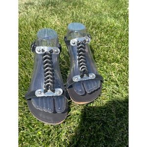 Black and Silver Sandals